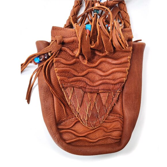 Deerskin Crossbody Purse Medicine Bag Fringe Beaded Soft USA Handmade Moondancer - Picture 3 of 16